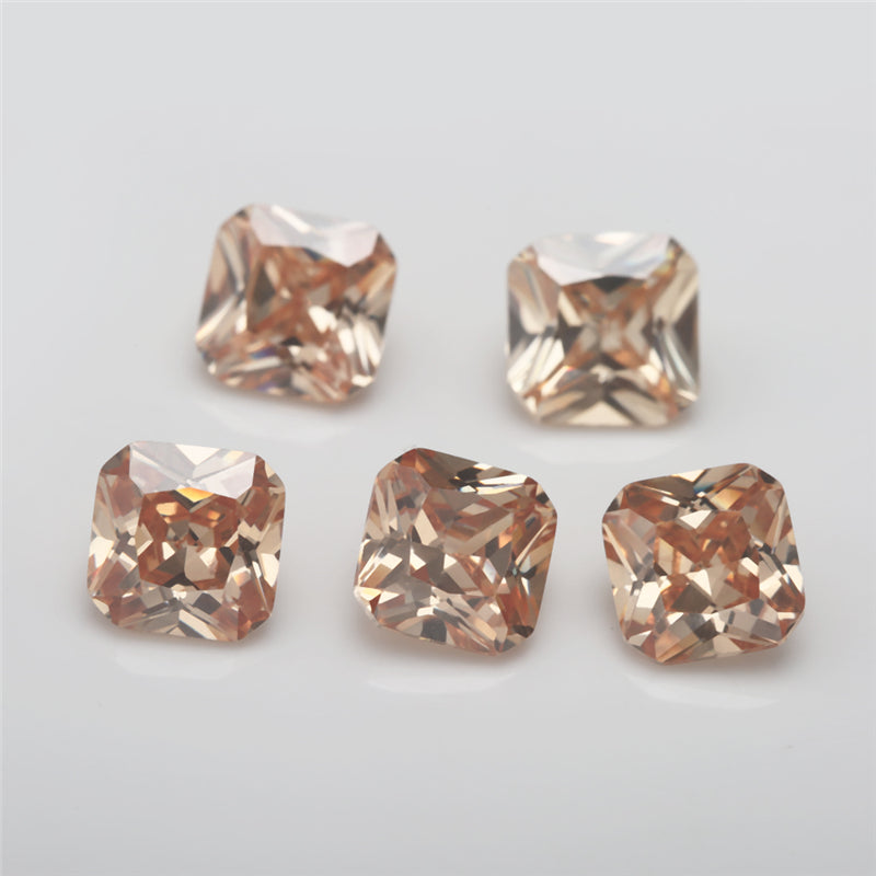 50pcs 3x3-10x10mm 5A Square Octangle Cut Champagne CZ Stone Loose Cubic Zirconia Synthetic Gemstone for Jewelry