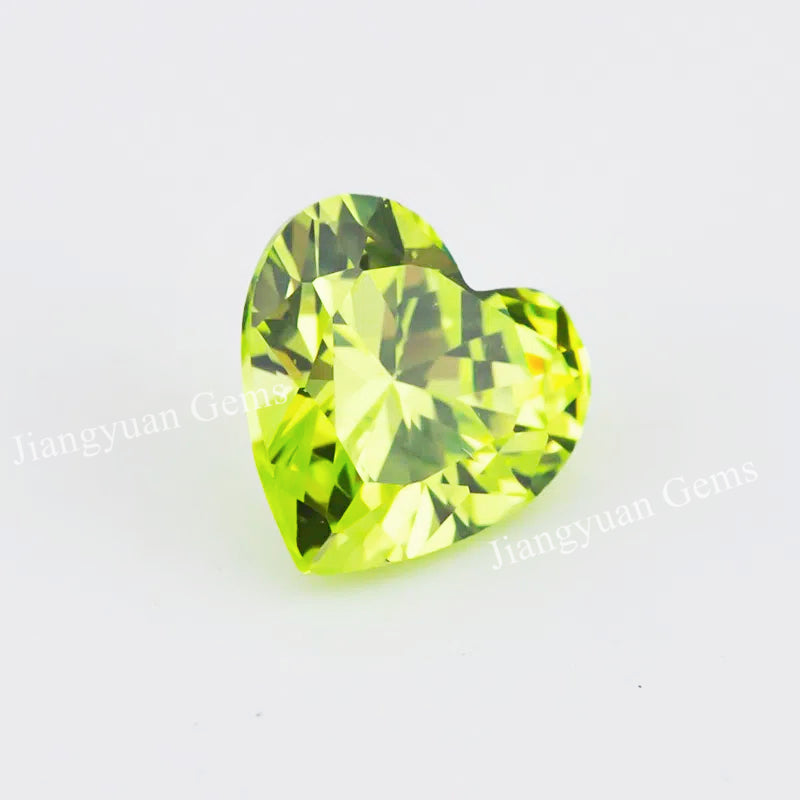 Size 3x3mm~10x10mm 5A Heart Cut Apple Green Cubic Zirconia Stone Loose CZ Synthetic Gemstone for Jewelry Making
