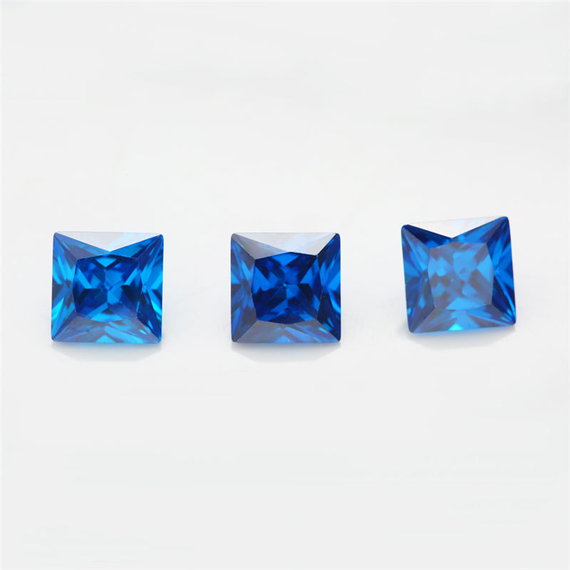 Size 3x3-10x10mm 5A Square Princess Cut Deep Sea blue CZ Stone Loose Cubic Zirconia Synthetic Gemstone for Jewelry Making
