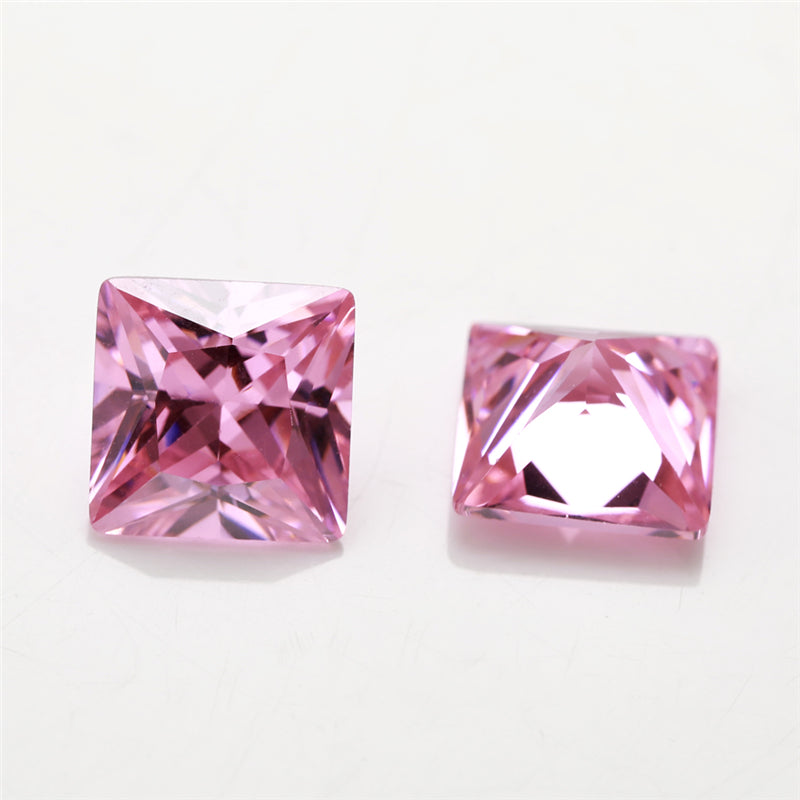 50pcs 1.5x1.5~10x10mm 5A Square Princess Cut Pink CZ Stone Loose Cubic Zirconia Synthetic Gemstone for Jewelry