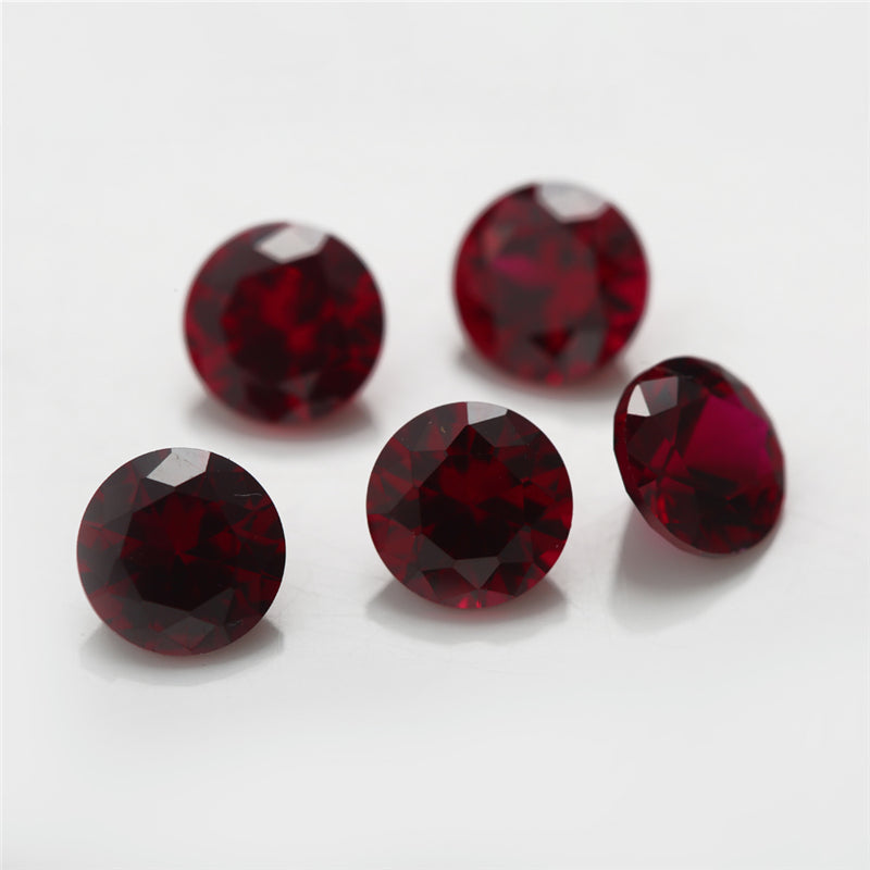 Size 3.5~10.0mm Round Cut 8# Red Stone Loose Corundum Synthetic Gemstone for Jewelry