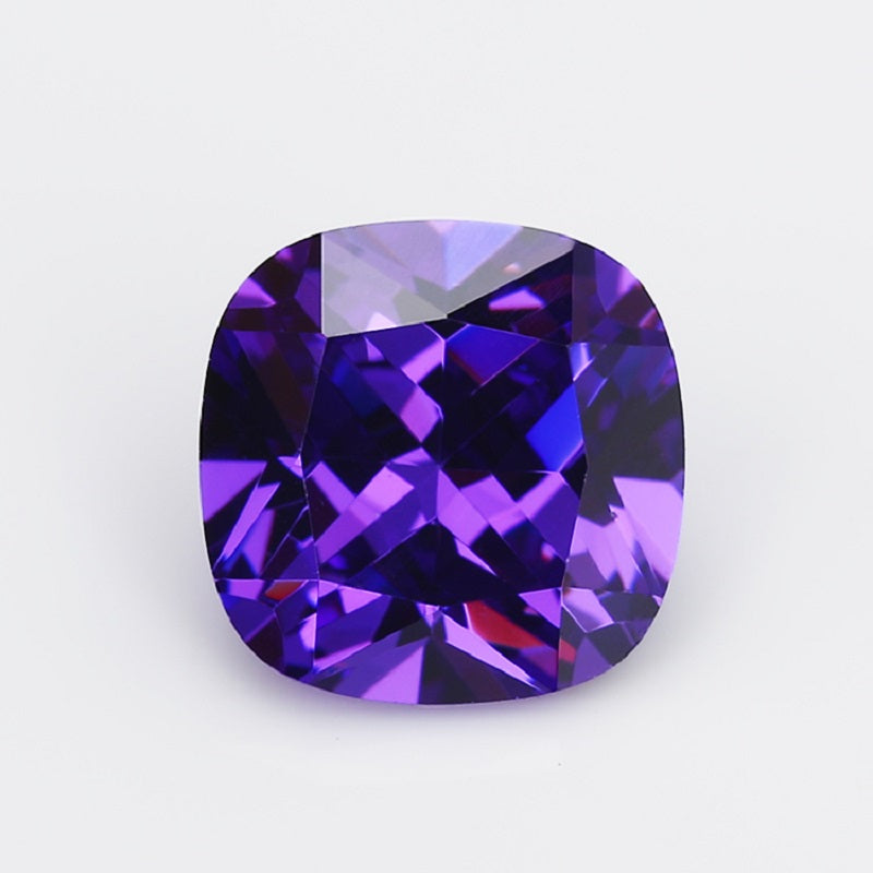 50pcs 4x4~10x10mm 5A Cushion Cut Violet CZ Stone Loose Cubic Zirconia Synthetic Gemstone for Jewelry