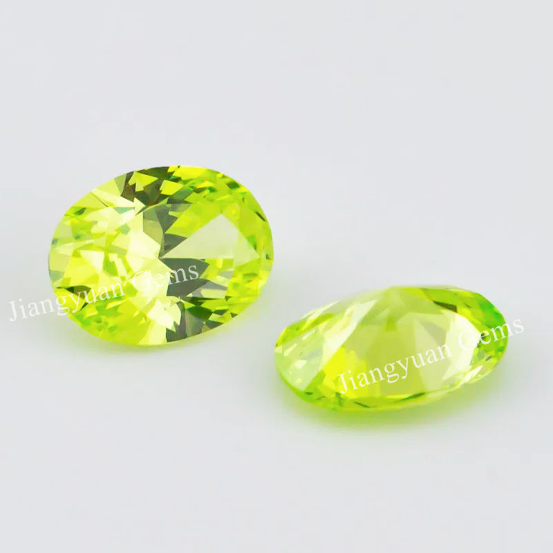 Size 3x5mm~10x12mm 5A Oval Cut Apple Green Cubic Zirconia Stone Loose CZ Synthetic Gemstone for Jewelry Making