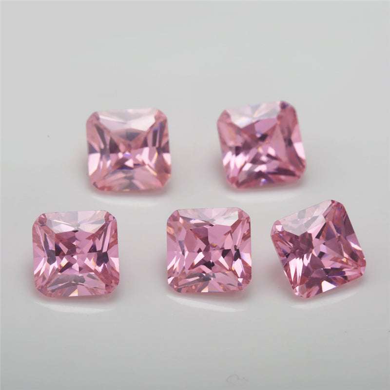 50pcs 3x3~10x10mm 5A Square Octangle Shape Pink CZ Stone Loose Cubic Zirconia Synthetic Gemstone for Jewelry