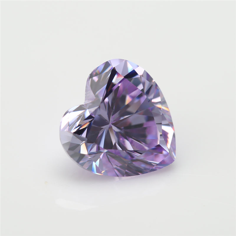 50pcs 3x3-10x10mm 5A Heart Cut Lavender Color CZ Stone Loose Cubic Zirconia Synthetic Gemstone for Jewelry