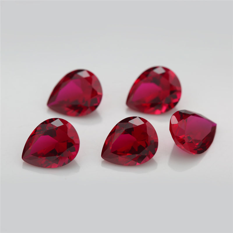 Size 3x5~13x18mm Pear Cut 8# Red Stone Loose Corundum Synthetic Gemstone for Jewelry