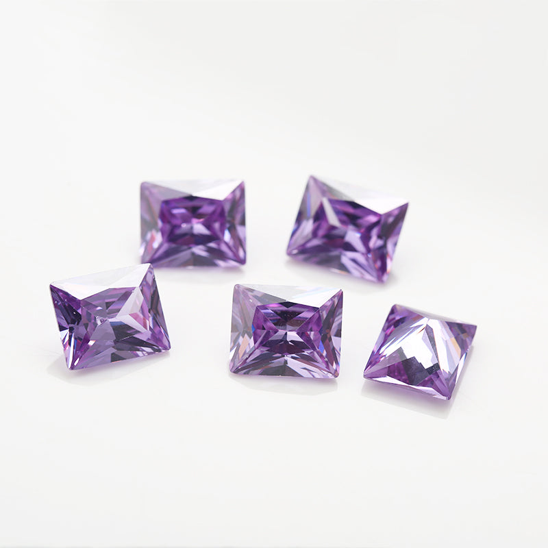 50pcs 3x5-10x12mm 5A Rectangle Cut Lavender Color CZ Stone Loose Cubic Zirconia Synthetic Gemstone for Jewelry