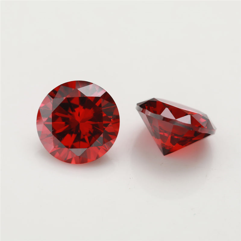 Size 0.8~12.0mm 5A Round Cut Garnet Color CZ Stone Loose Cubic Zirconia Synthetic Gemstone for Jewelry