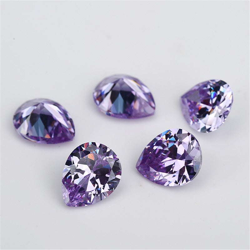 Size 3x5~10x12mm 5A Pear Cut Lavender Color CZ Stone Loose Cubic Zirconia Synthetic Gemstone for Jewelry