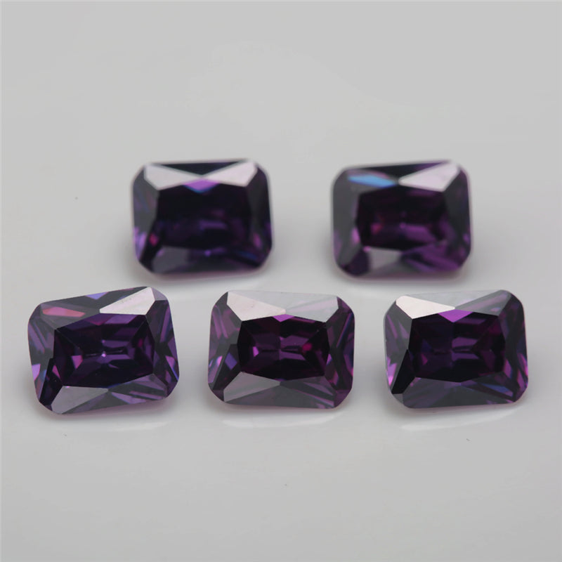 50pcs 4x6~10x12mm 5A Octangle Cut Amethyst Color CZ Stone Loose Cubic Zirconia Synthetic Gemstone for Jewelry