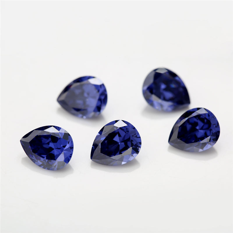 Size 3x5~10x12mm 5A Pear Cut Tanzanite Color CZ Stone Loose Cubic Zirconia Synthetic Gemstone for Jewelry