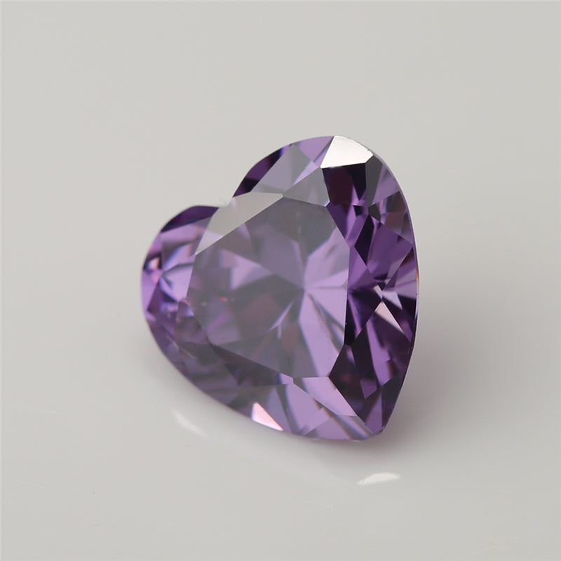 50pcs 3x3-10x10mm 5A Heart Cut Amethyst Color CZ Stone Loose Cubic Zirconia Synthetic Gemstone for Jewelry