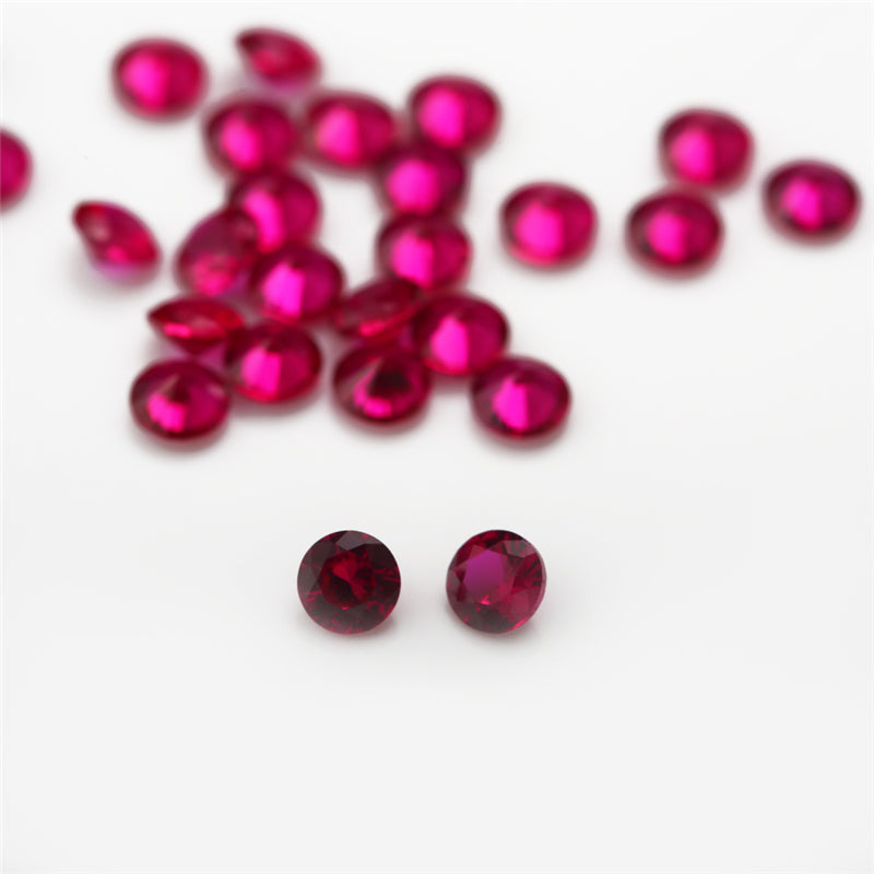 Size 1.0~3.0mm Round Cut 8# Red Stone Loose Corundum Synthetic Gemstone for Jewelry