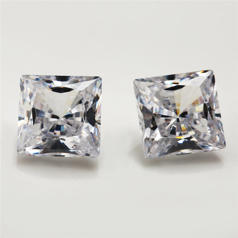 50pcs 4x4~8x8mm 5A Square Shape Radiant Cut White CZ Stone Loose Cubic Zirconia Synthetic Gemstone for Jewelry