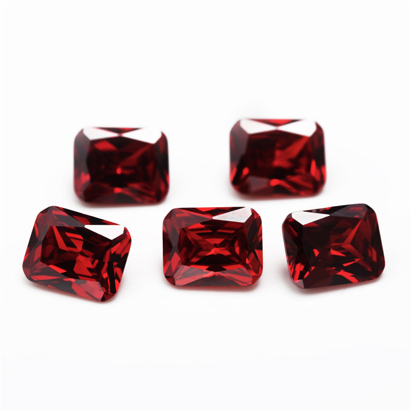 50pcs 4x6~10x12mm 5A Octangle Cut Cut Garnet Color CZ Stone Loose Cubic Zirconia Synthetic Gemstone for Jewelry