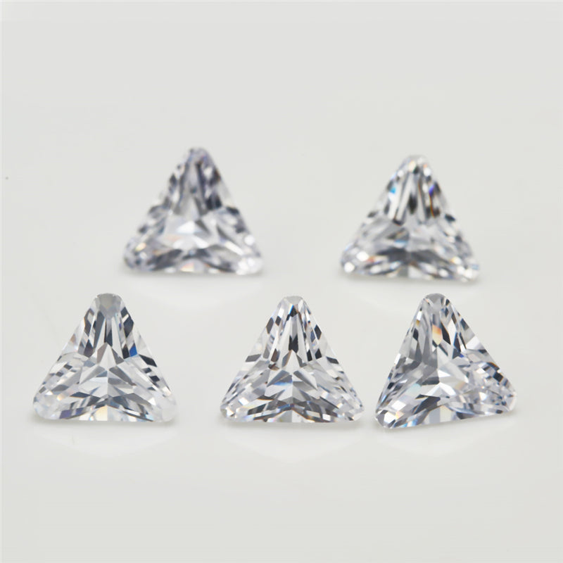 50pcs 5x5~8x8mm 5A Triangle Chamfered Coner White CZ Stone Loose Cubic Zirconia Synthetic Gemstone for Jewelry