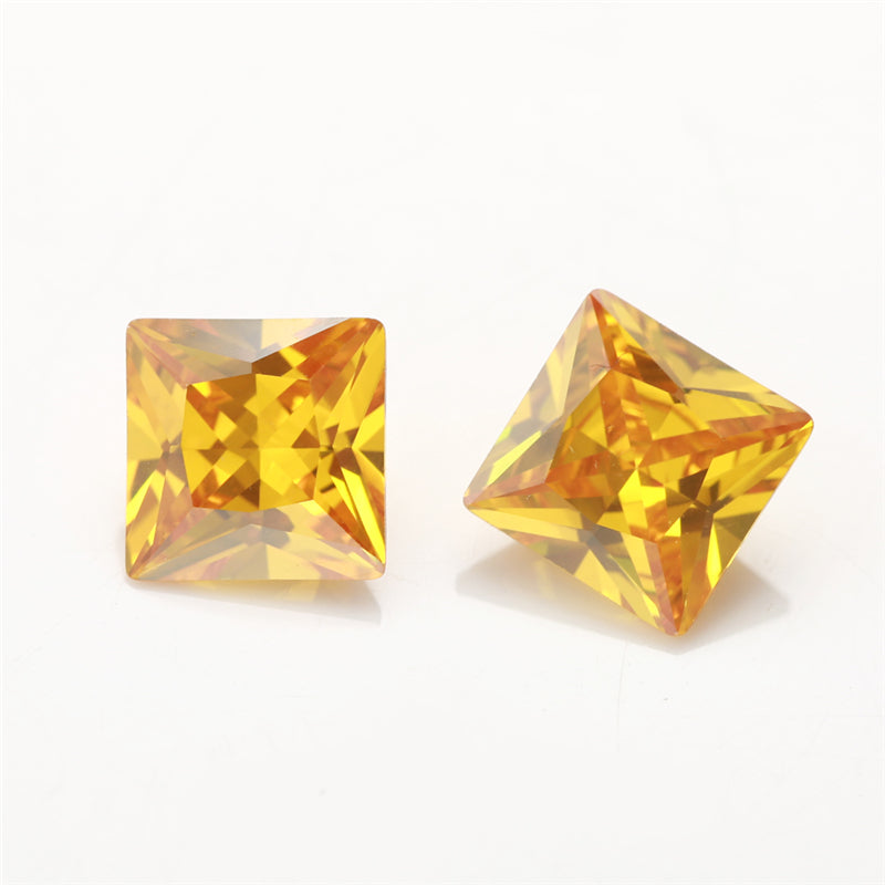 50pcs 1.5x1.5~10x10mm 5A Square Princess Cut Golden Yellow CZ Stone Loose Cubic Zirconia Synthetic Gemstone for Jewelry