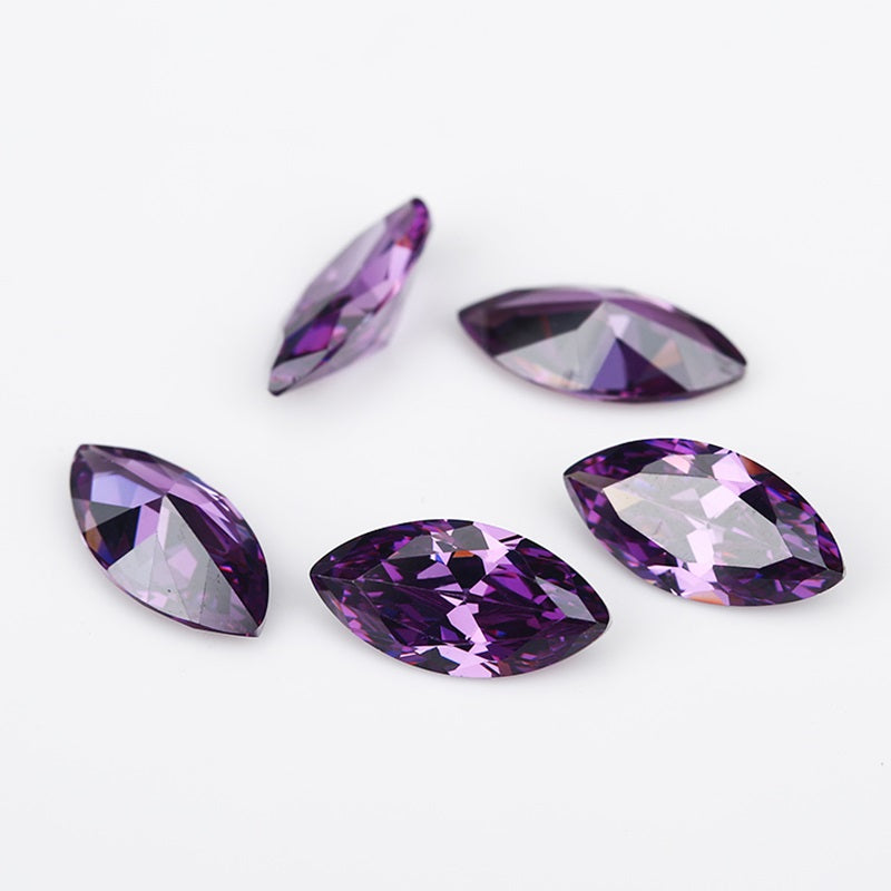 Size 1.5x3~10x20mm 5A Marquise Cut Amethyst Color CZ Stone Loose Cubic Zirconia Synthetic Gemstone for Jewelry