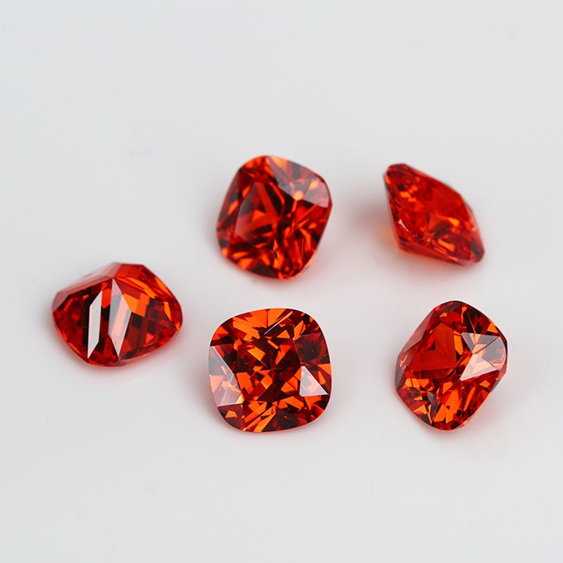 50pcs 4x4~10x10mm 5A Cushion Cut Orange CZ Stone Loose Cubic Zirconia Synthetic Gemstone for Jewelry