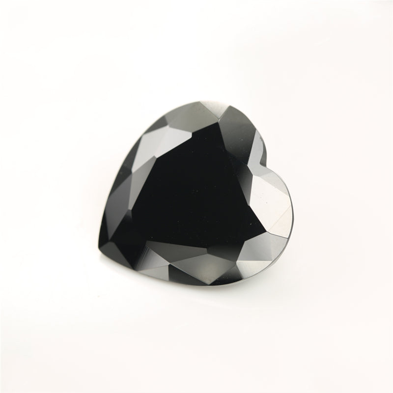 50pcs 3x3-10x10mm 5A Heart Cut Black CZ Stone Loose Cubic Zirconia Synthetic Gemstone for Jewelry
