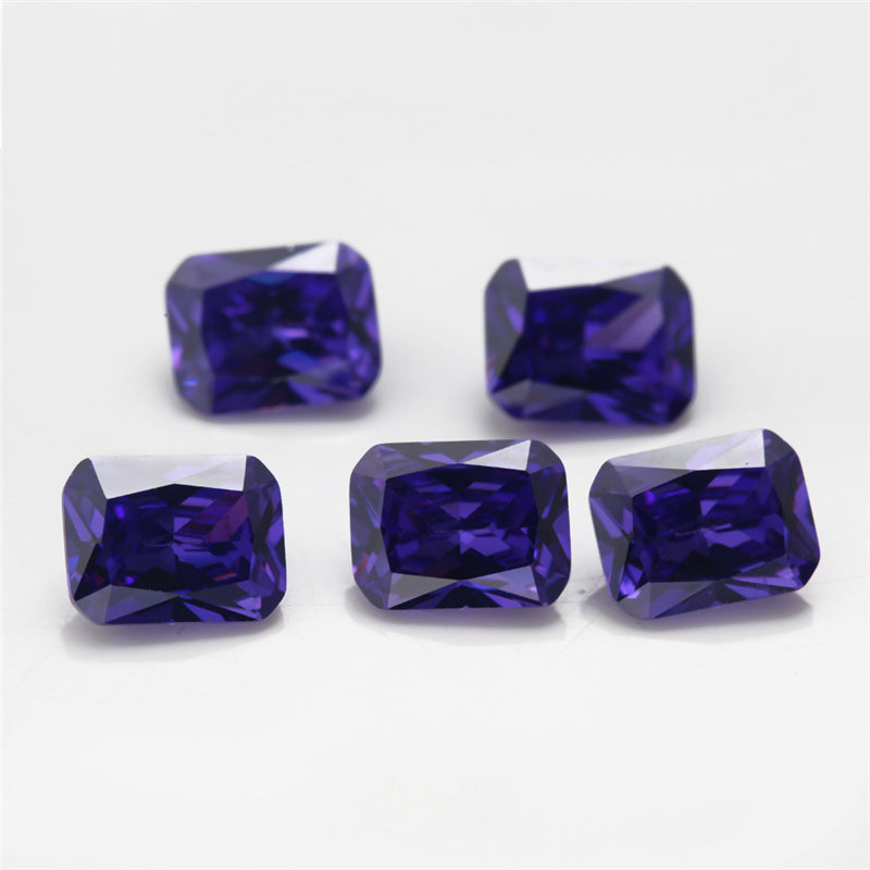 50pcs 4x6~10x12mm 5A Octangle Cut Violet CZ Stone Loose Cubic Zirconia Synthetic Gemstone for Jewelry