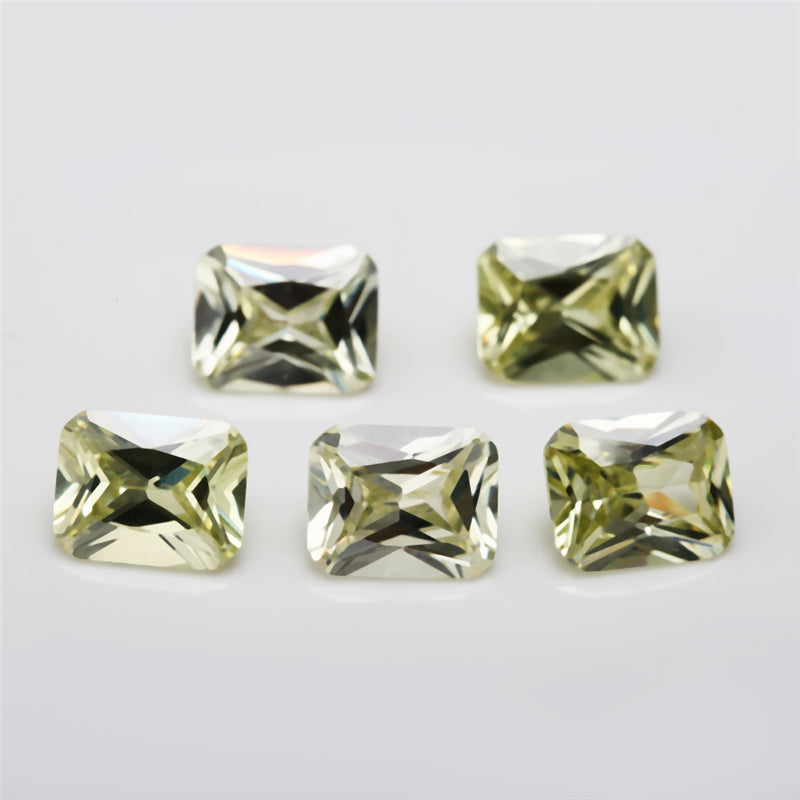 50pcs 4x6~10x12mm 5A Octangle Cut Olive Yellow CZ Stone Loose Cubic Zirconia Synthetic Gemstone for Jewelry