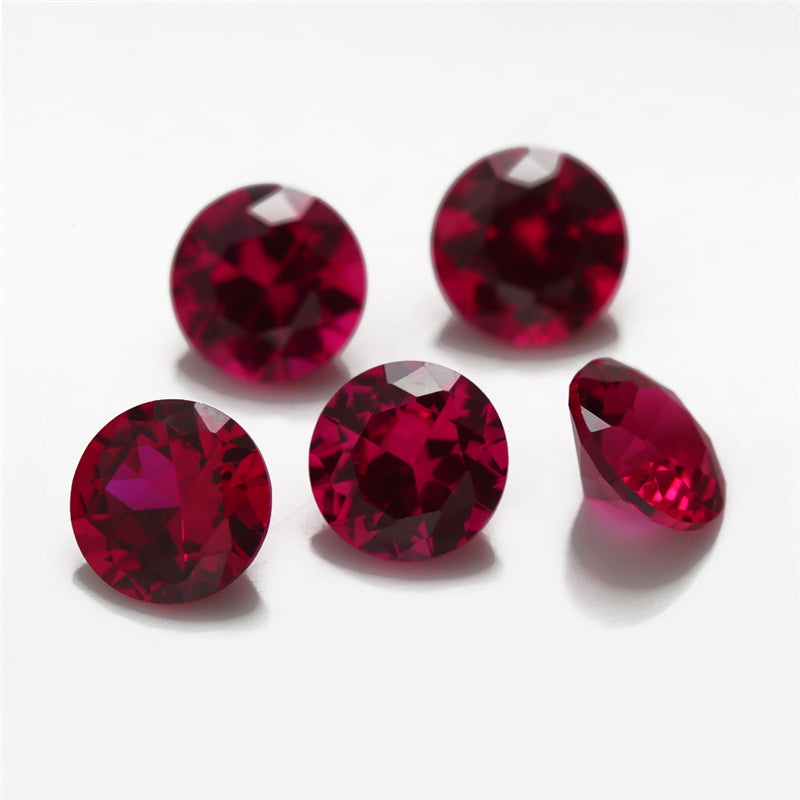 Size 3.5~10.0mm Round Cut 5# Red Stone Loose Corundum Synthetic Gemstone for Jewelry