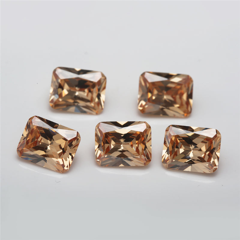 50pcs 4x6~10x12mm 5A Octangle Cut Champagne CZ Stone Loose Cubic Zirconia Synthetic Gemstone for Jewelry