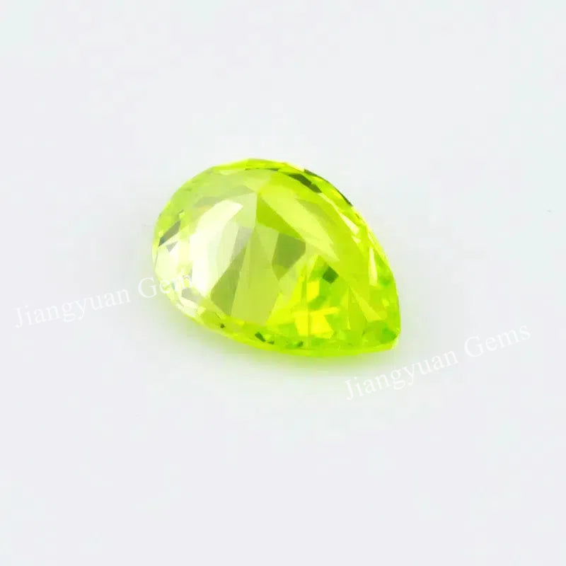Size 3x5mm~10x12mm 5A Pear Cut Apple Green Cubic Zirconia Stone Loose CZ Synthetic Gemstone for Jewelry Making