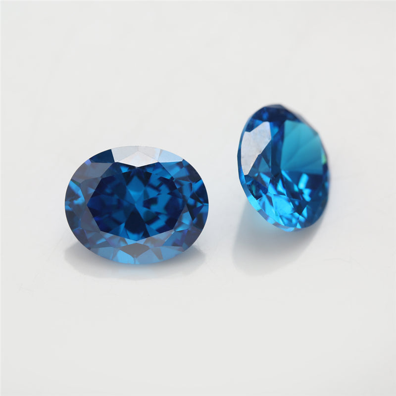 Size 3x5~10x12mm 5A Oval Cut Deep Sea blue CZ Stone Loose Cubic Zirconia Synthetic Gemstone for Jewelry