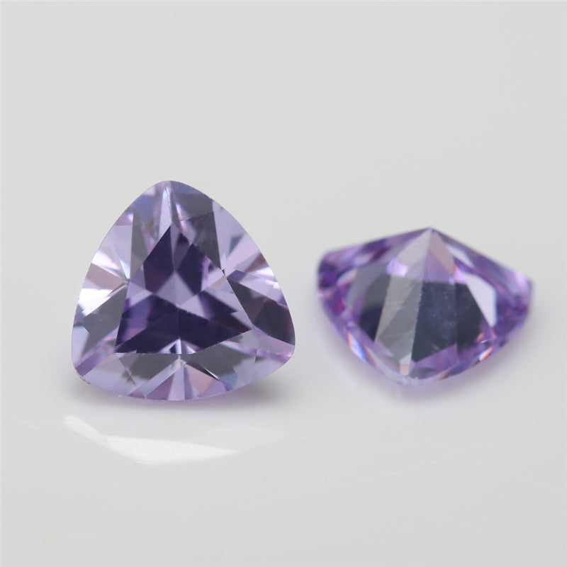 50pcs 3x3~10x10mm 5A Trillion Cut Cut Lavender Color CZ Stone Loose Cubic Zirconia Synthetic Gemstone for Jewelry