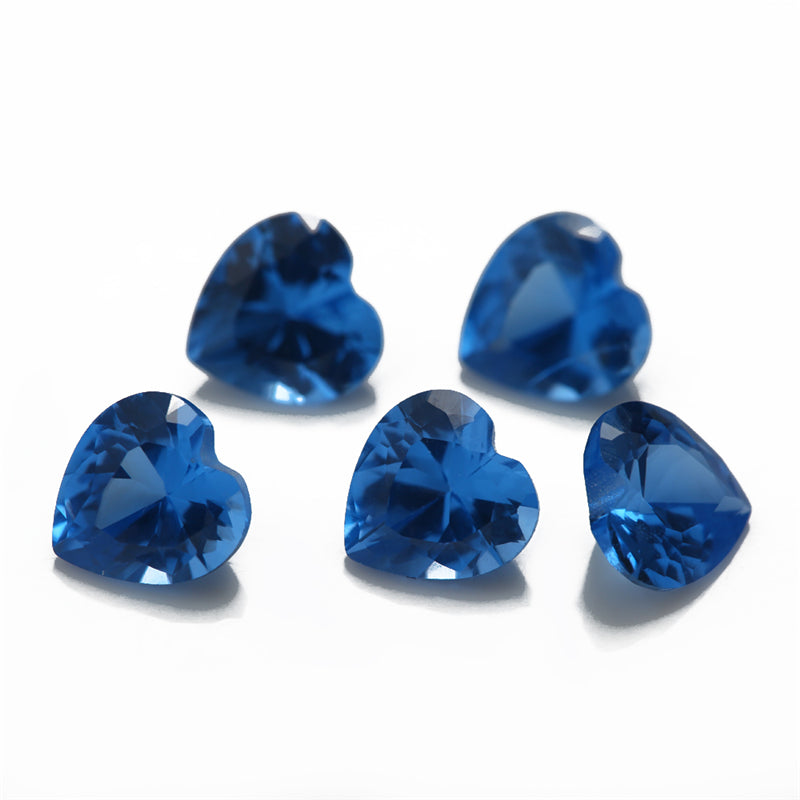 Size 3x3~10x10mm Heart Cut 109# Color Blue Stone Loose Spinel Synthetic Gemstone for Jewelry