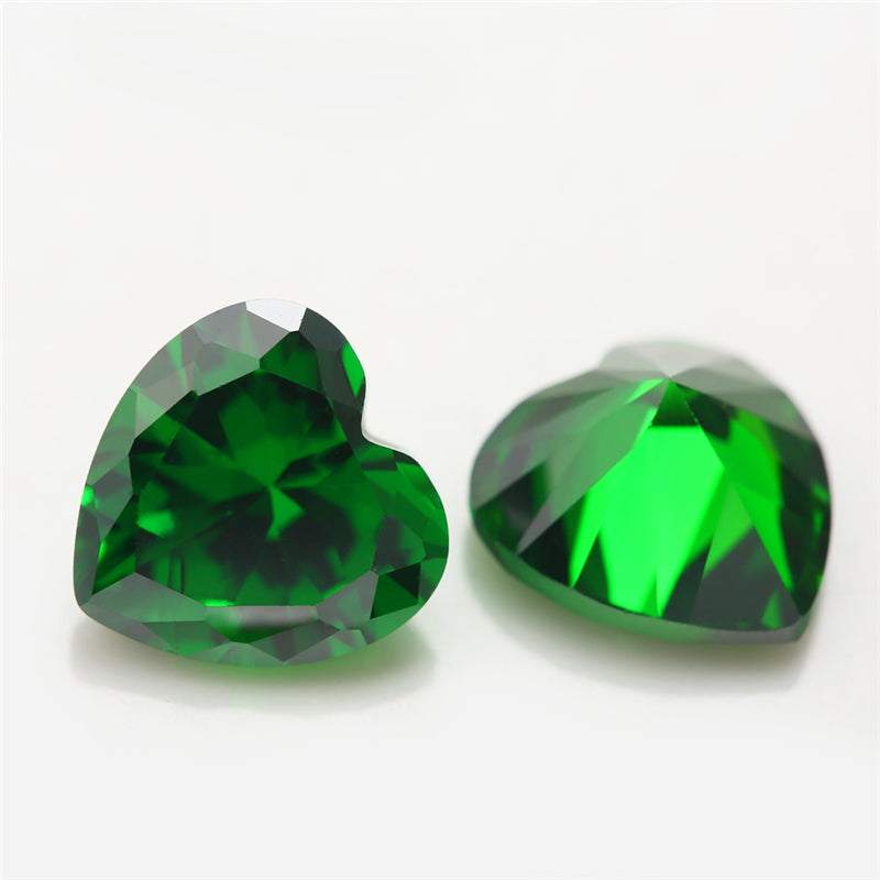 Size 3x3-10x10mm 5A Heart Cut Green CZ Stone Loose Cubic Zirconia Synthetic Gemstone for Jewelry