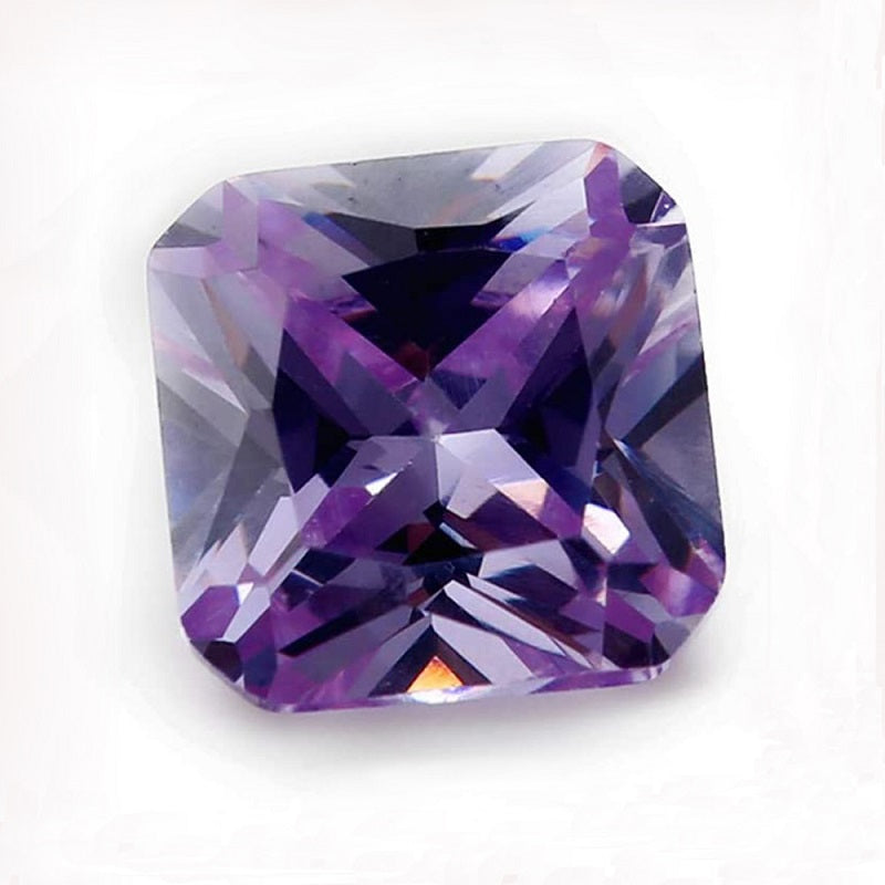 50pcs 3x3-10x10mm 5A Square Octangle Cut Violet CZ Stone Loose Cubic Zirconia Synthetic Gemstone for Jewelry