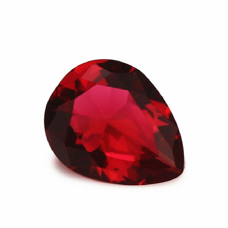Size 3x5~10x12mm Pear Cut Rose Red Glass Stone Loose Synthetic Gemstone for Jewelry