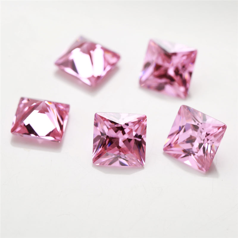 50pcs 1.5x1.5~10x10mm 5A Square Princess Cut Pink CZ Stone Loose Cubic Zirconia Synthetic Gemstone for Jewelry
