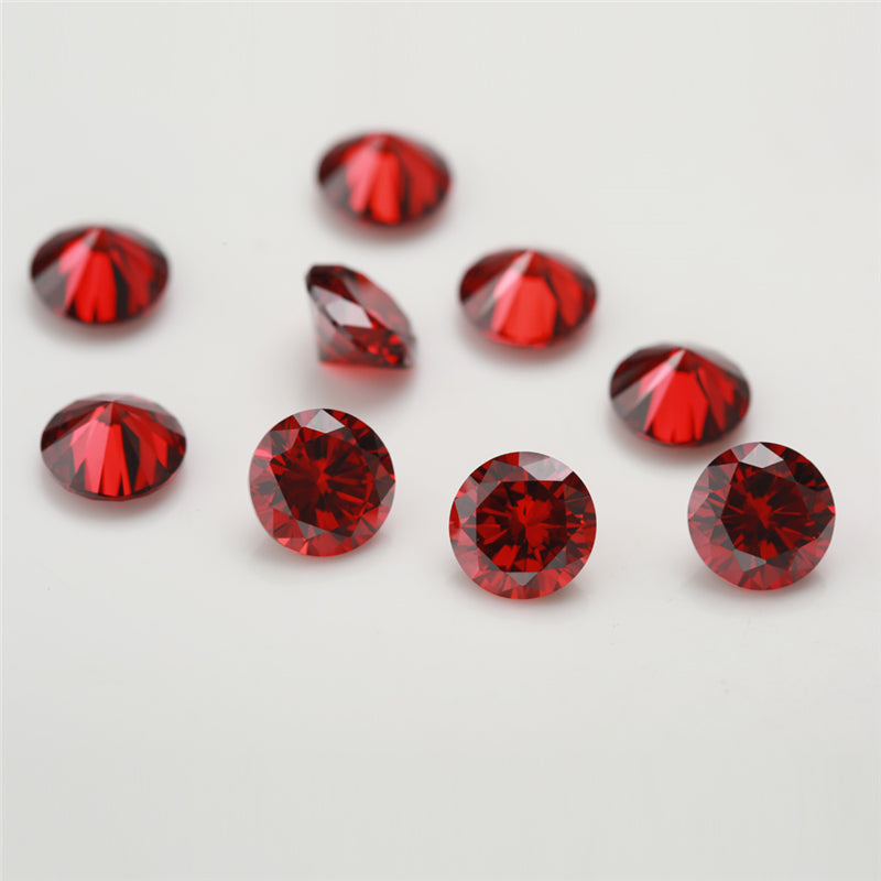 Size 0.8~12.0mm 5A Round Cut Garnet Color CZ Stone Loose Cubic Zirconia Synthetic Gemstone for Jewelry