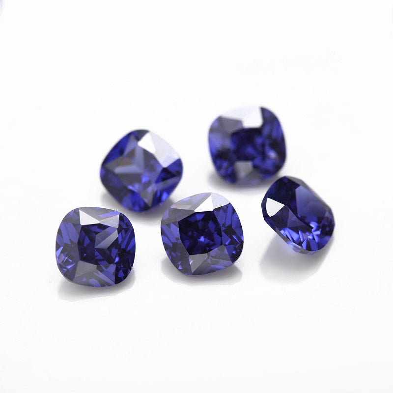 Size 4x4-10x10mm 5A Cushion Cut Tanzanite Color CZ Stone Loose Cubic Zirconia Synthetic Gemstone for Jewelry