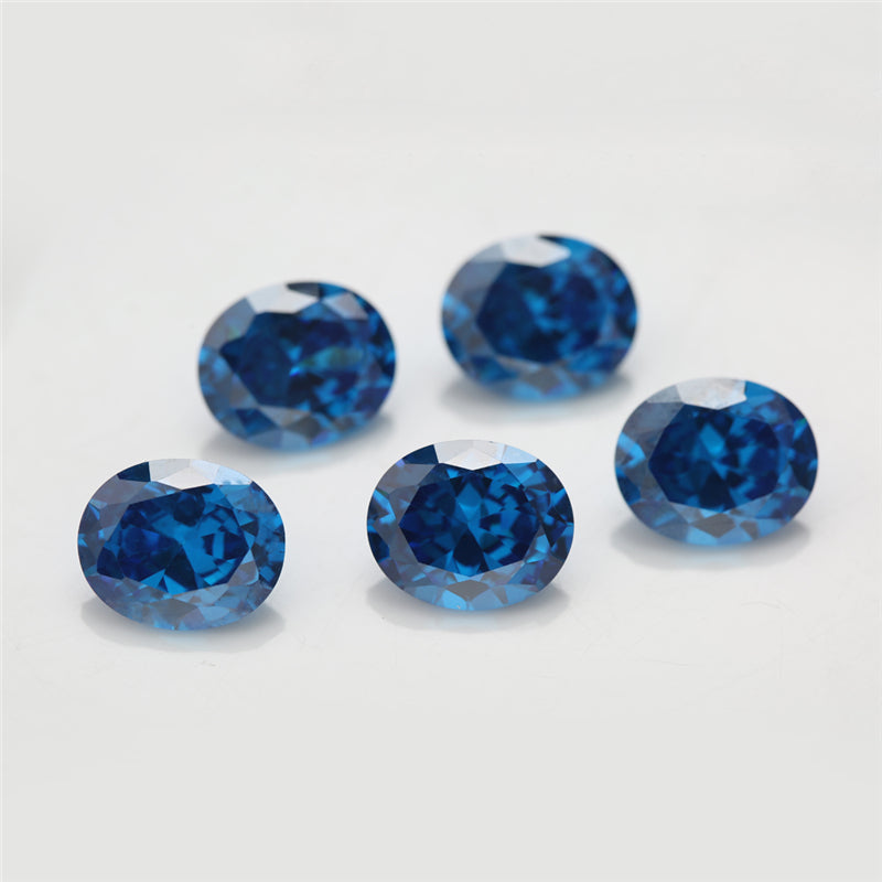 Size 3x5~10x12mm 5A Oval Cut Deep Sea blue CZ Stone Loose Cubic Zirconia Synthetic Gemstone for Jewelry