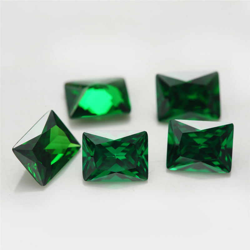 Size 3x5-9x11mm 5A Rectangle Cut Green CZ Stone Loose Cubic Zirconia Synthetic Gemstone for Jewelry Making