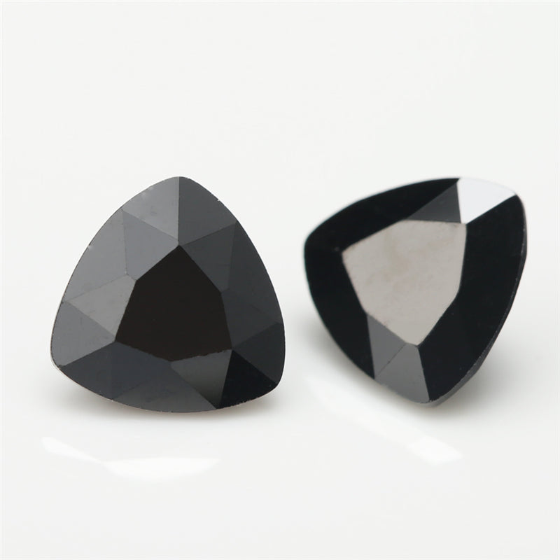 50pcs 3x3-10x10mm 5A Trillion Cut Cut Black CZ Stone Loose Cubic Zirconia Synthetic Gemstone for Jewelry