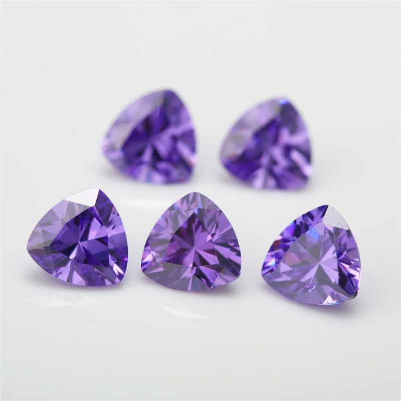 50pcs 3x3~10x10mm 5A Trillion Cut Cut Violet CZ Stone Loose Cubic Zirconia Synthetic Gemstone for Jewelry