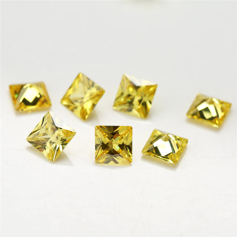50pcs 1.5x1.5~10x10mm 5A Square Princess Cut Olive Yellow CZ Stone Loose Cubic Zirconia Synthetic Gemstone for Jewelry