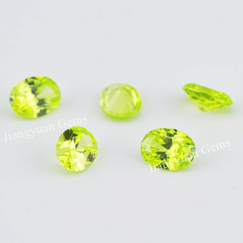 Size 3x5mm~10x12mm 5A Oval Cut Apple Green Cubic Zirconia Stone Loose CZ Synthetic Gemstone for Jewelry Making