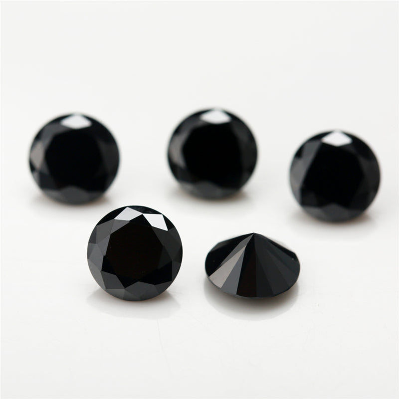 Size 0.8-12.0mm 5A Round Cut Black CZ Stone Loose Cubic Zirconia Synthetic Gemstone for Jewelry