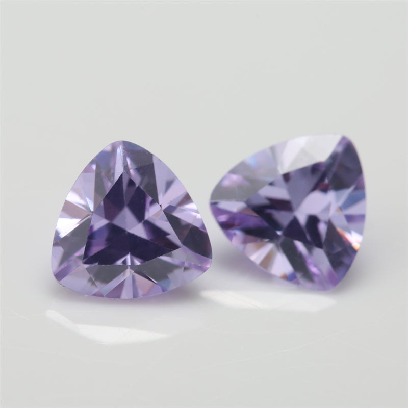 50pcs 3x3~10x10mm 5A Trillion Cut Cut Lavender Color CZ Stone Loose Cubic Zirconia Synthetic Gemstone for Jewelry