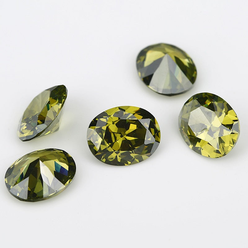 Size 3x5mm~10x12mm Oval Cut Cubic Zirconia Stone White OliveGreen Pink Garnet Amethyst Mix 5 Color 5A Loose CZ Stones Synthetic Gemstone for Jewelry Making