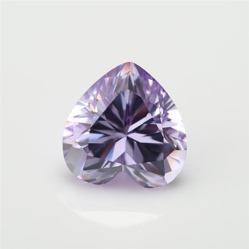 50pcs 3x3-10x10mm 5A Heart Cut Lavender Color CZ Stone Loose Cubic Zirconia Synthetic Gemstone for Jewelry