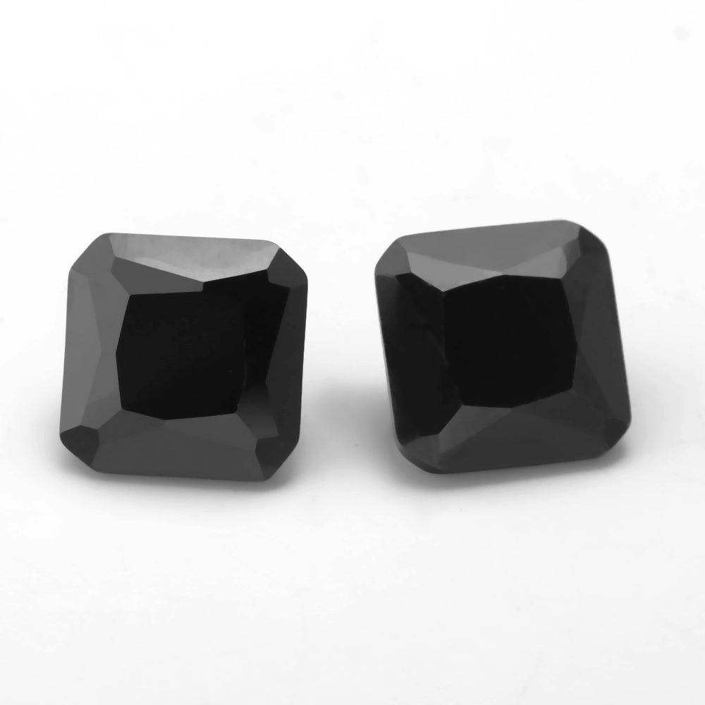 50pcs 3x3-10x10mm 5A Square Octangle Shape Black CZ Stone Loose Cubic Zirconia Synthetic Gemstone for Jewelry