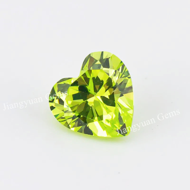 Size 3x3mm~10x10mm 5A Heart Cut Apple Green Cubic Zirconia Stone Loose CZ Synthetic Gemstone for Jewelry Making